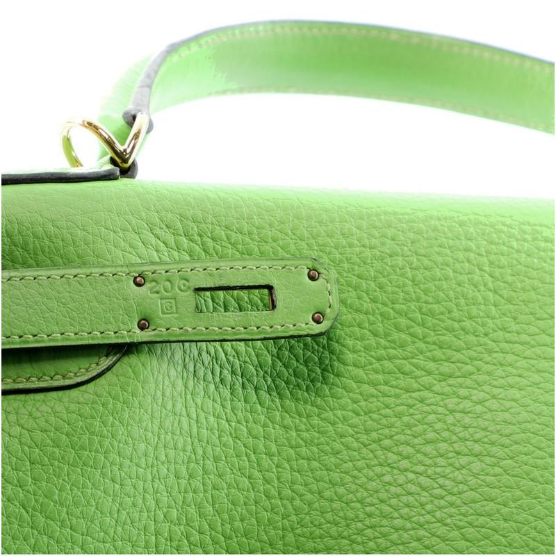 Hermes Kelly Handbag Vert Cru Clemence with Gold Hardware 32 7