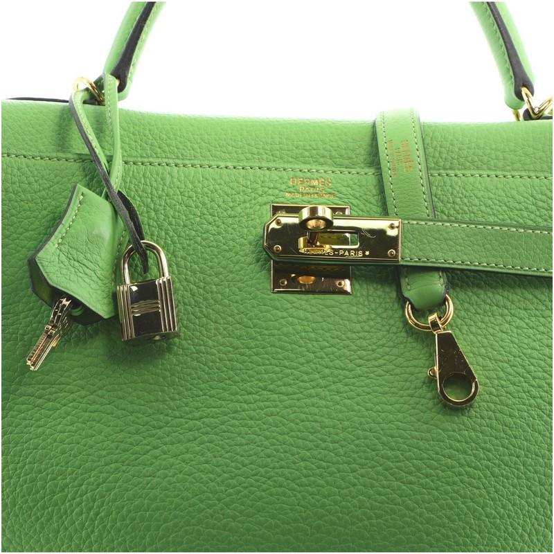 Hermes Kelly Handbag Vert Cru Clemence with Gold Hardware 32 1