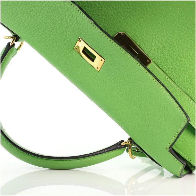 Hermes Kelly Handbag Vert Cru Clemence with Gold Hardware 32 4