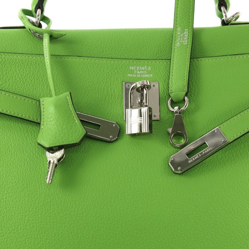 Hermes Kelly Handbag Vert Cru Clemence with Palladium Hardware 35 at ...