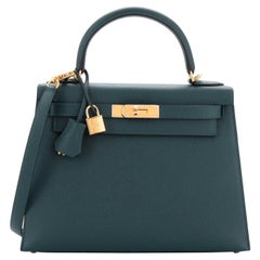 Hermes Kelly Handbag Vert Cypress Epsom with Gold Hardware 28