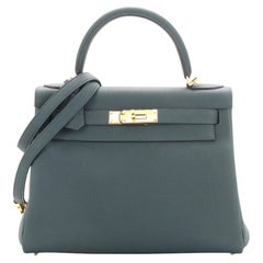 Hermes Kelly Handbag Vert Cypress Togo with Gold Hardware 28