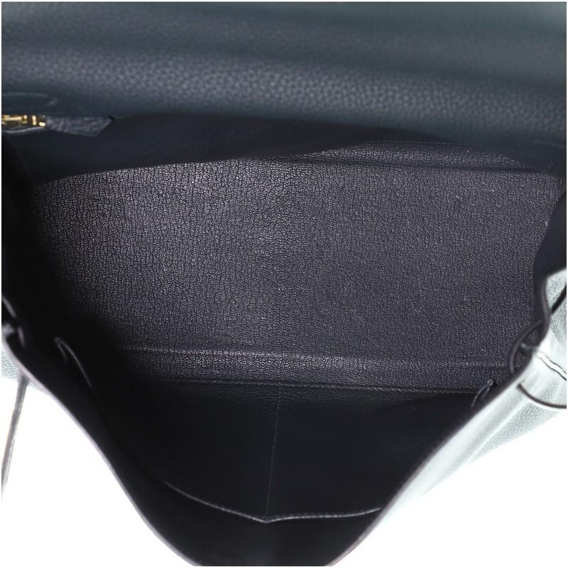 Black Hermes Kelly Handbag Vert Cypress Togo with Gold Hardware 32