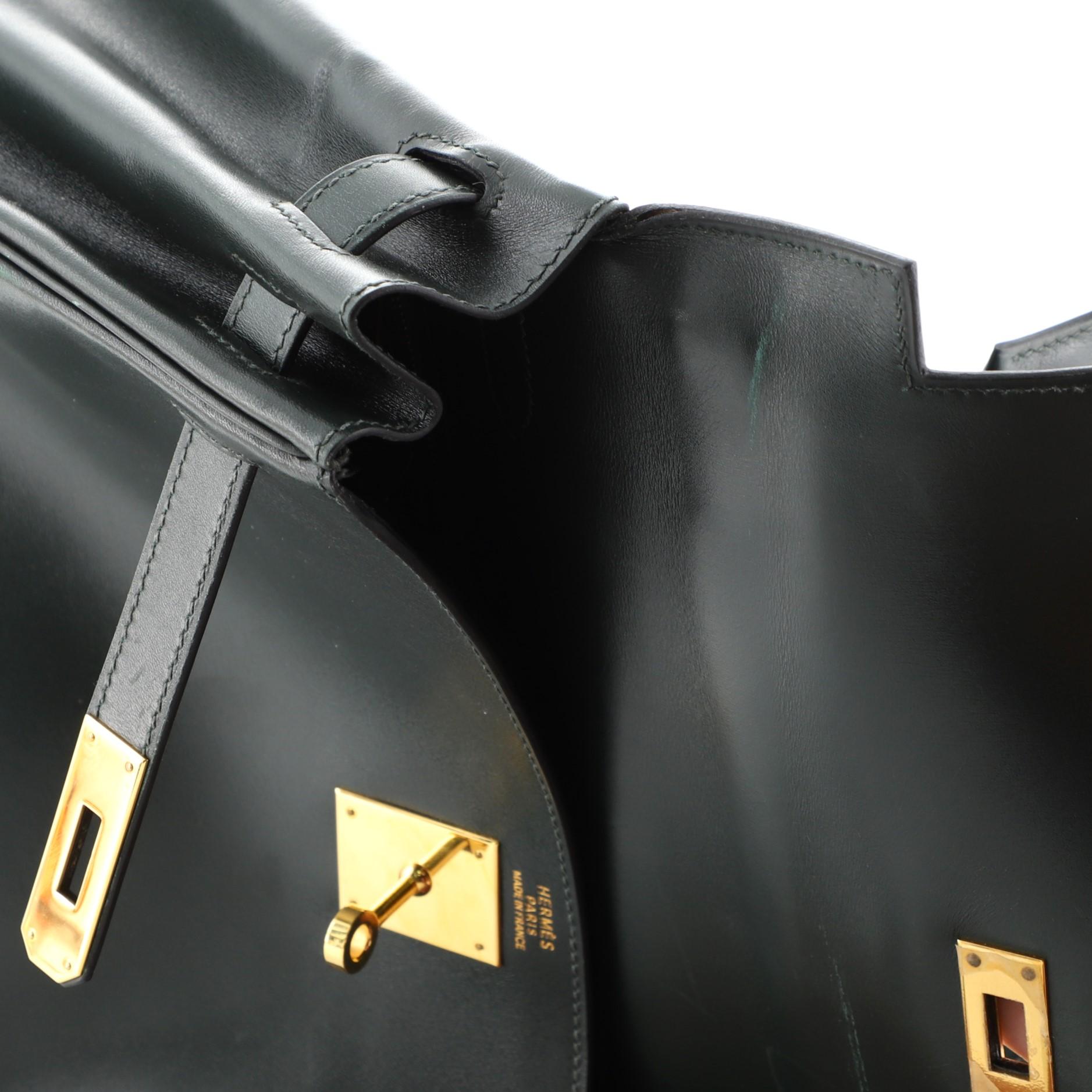 Hermes Kelly Handbag Vert Fonce Box Calf with Gold Hardware 32 4