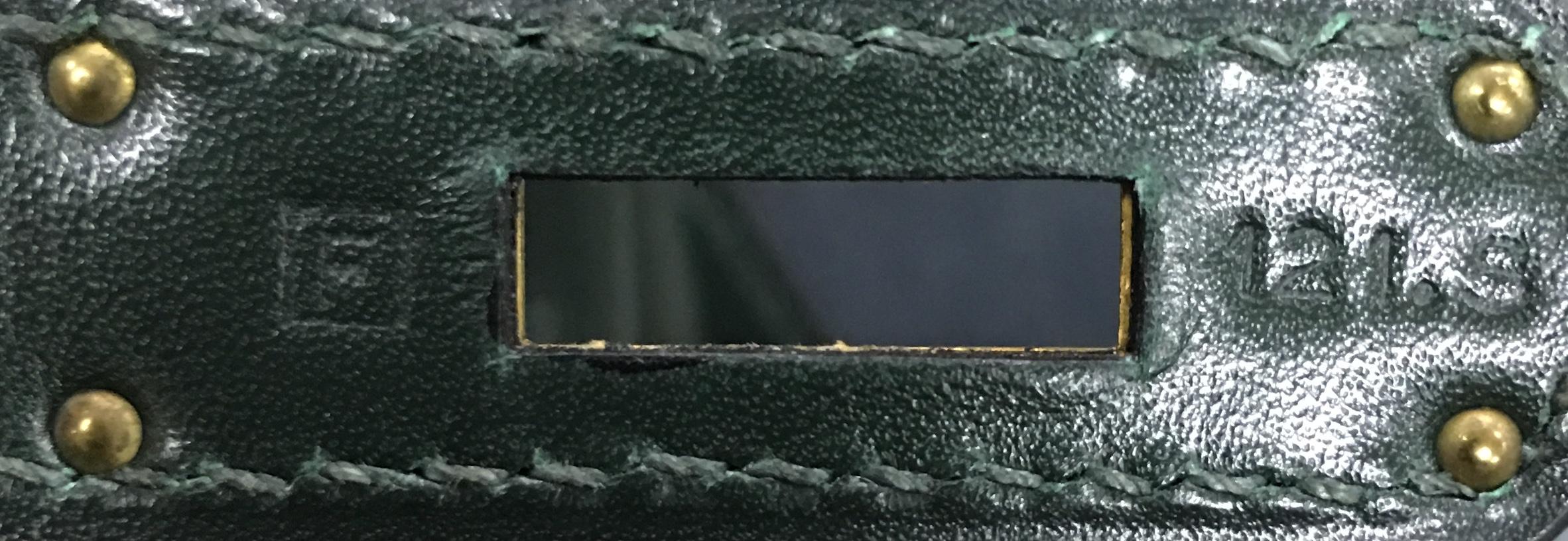 Hermes Kelly Handbag Vert Fonce Box Calf with Gold Hardware 32 5