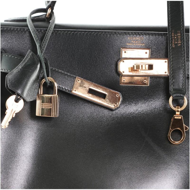 Women's or Men's Hermes Kelly Handbag Vert Foncé Box Calf with Gold Hardware 32