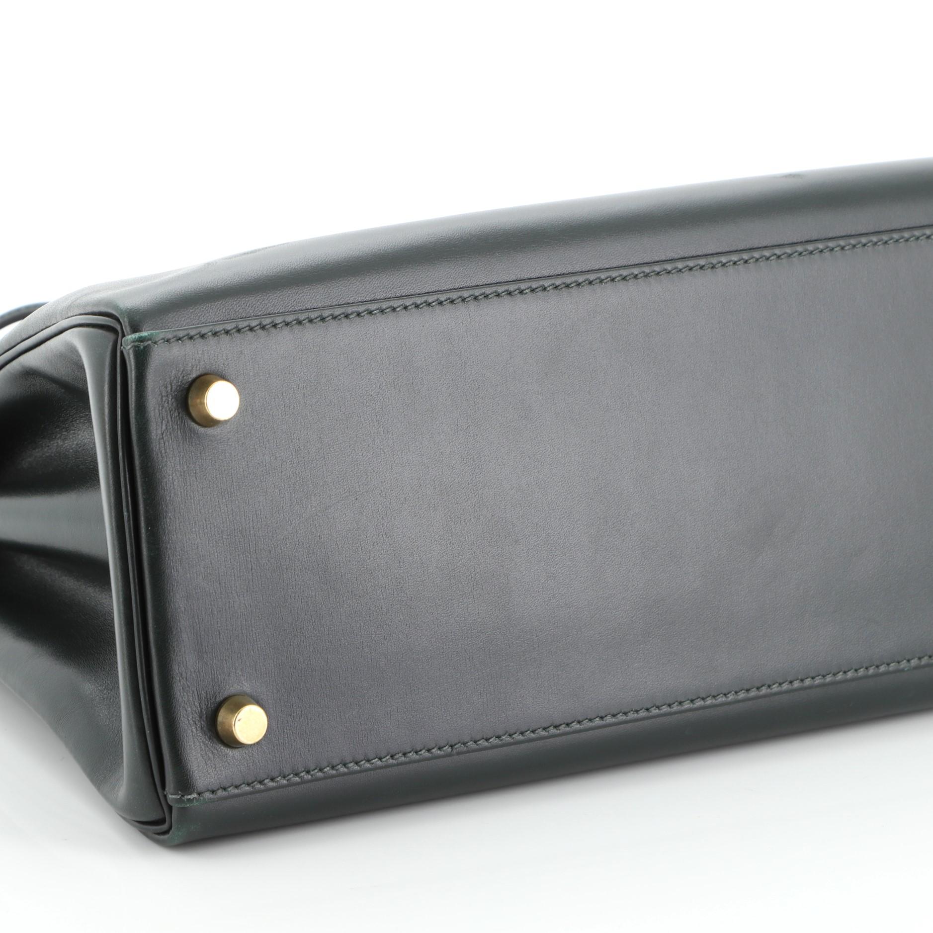 Hermes Kelly Handbag Vert Fonce Box Calf with Gold Hardware 32 1
