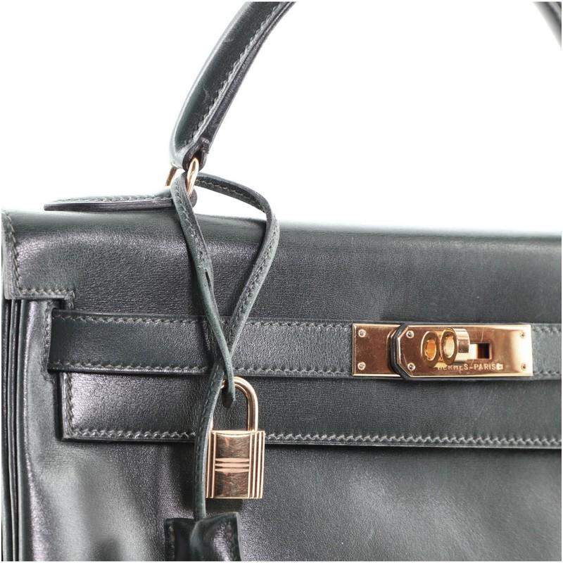 Hermes Kelly Handbag Vert Foncé Box Calf with Gold Hardware 32 2
