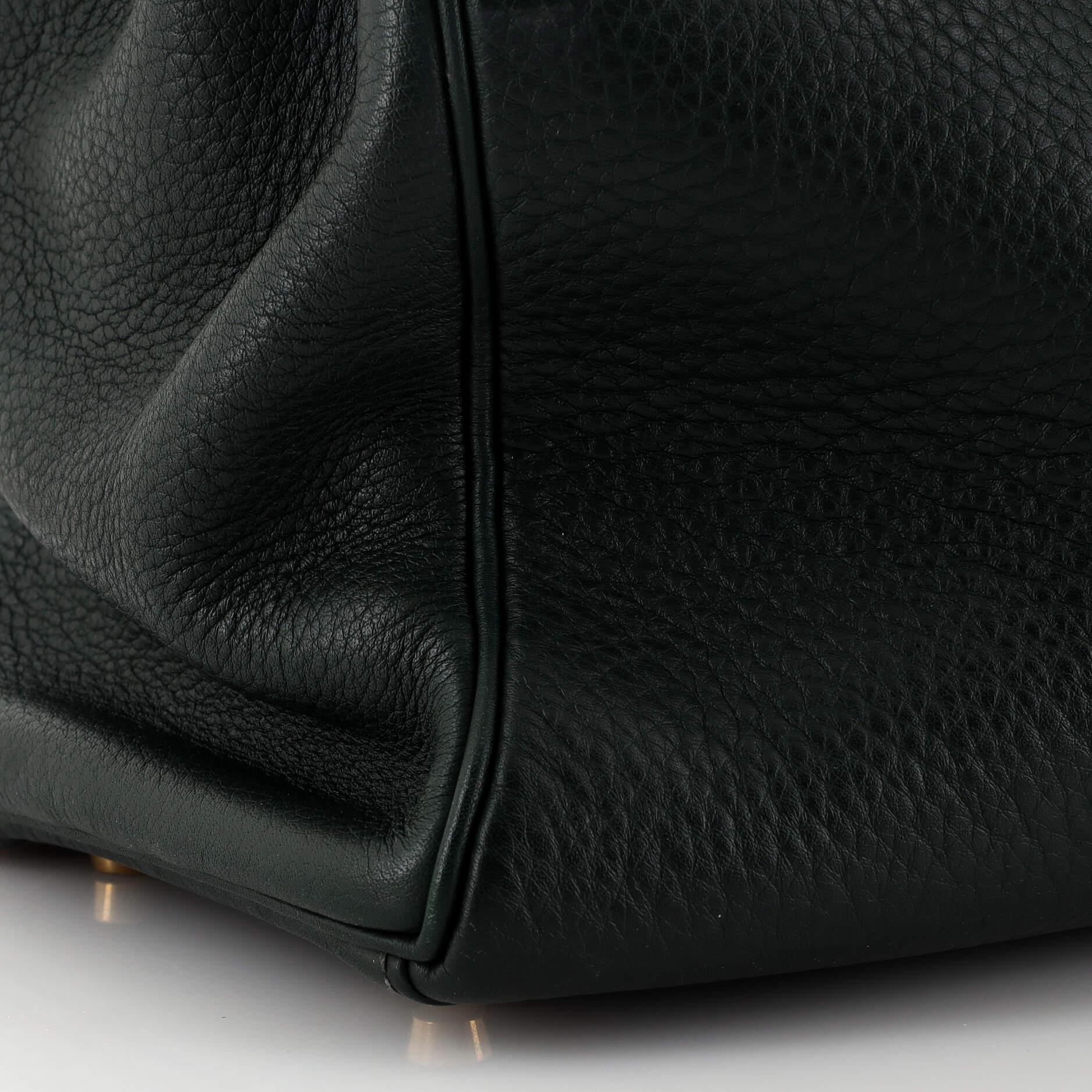 Hermes Kelly Handbag Vert Foncé Clemence with Gold Hardware 35 6
