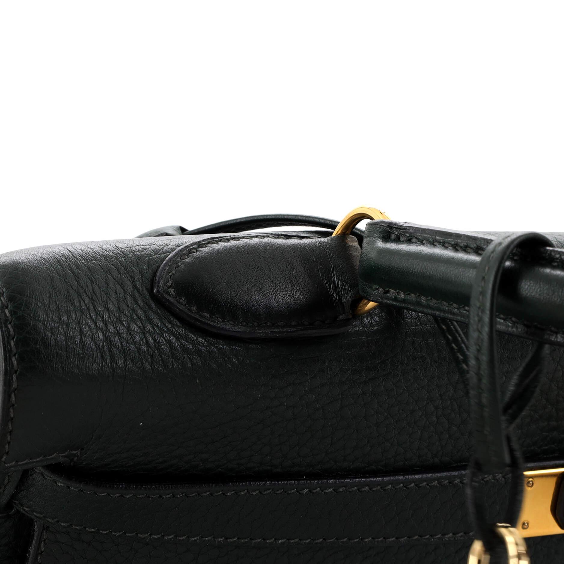 Hermes Kelly Handbag Vert Foncé Clemence with Gold Hardware 35 4