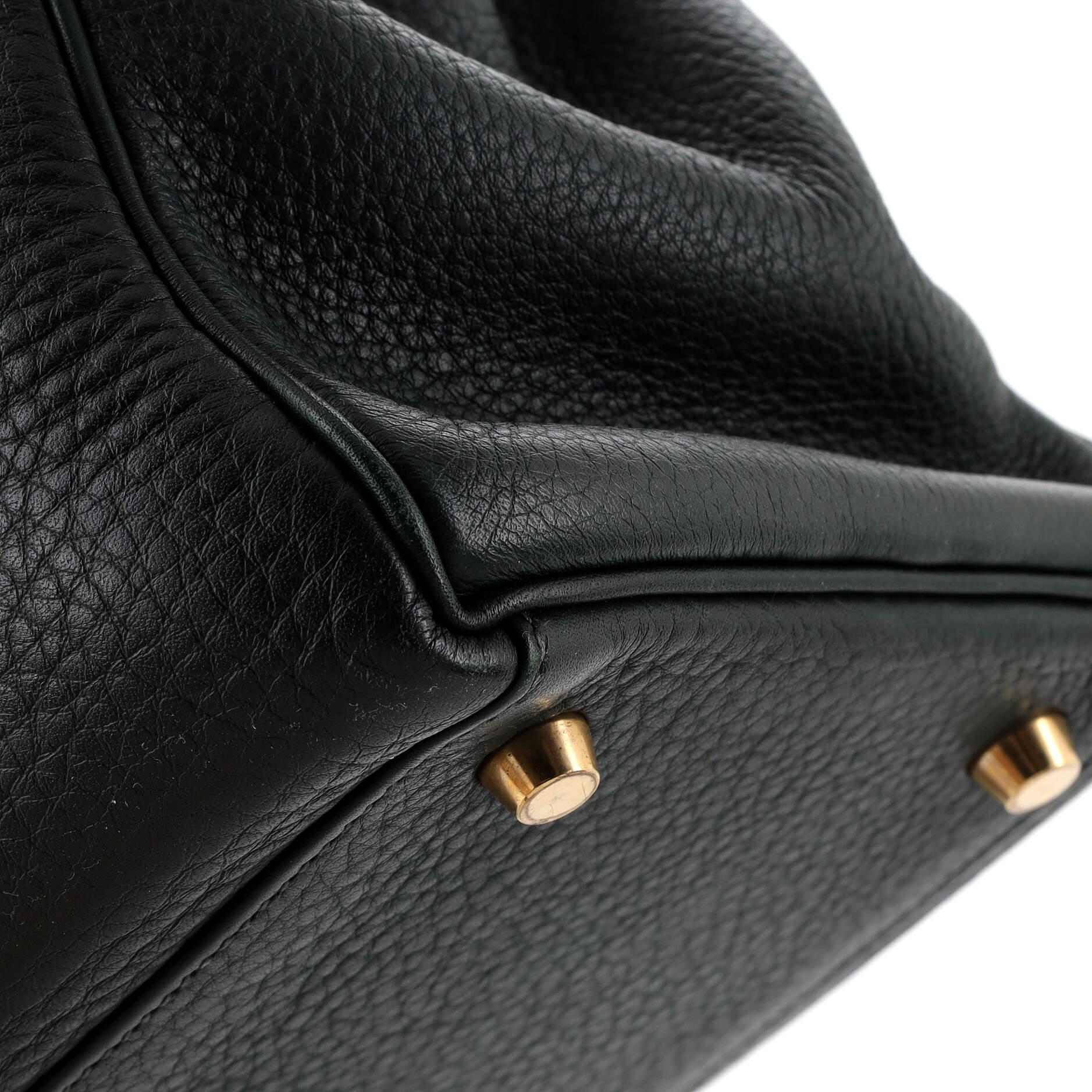 Hermes Kelly Handbag Vert Foncé Clemence with Gold Hardware 35 5