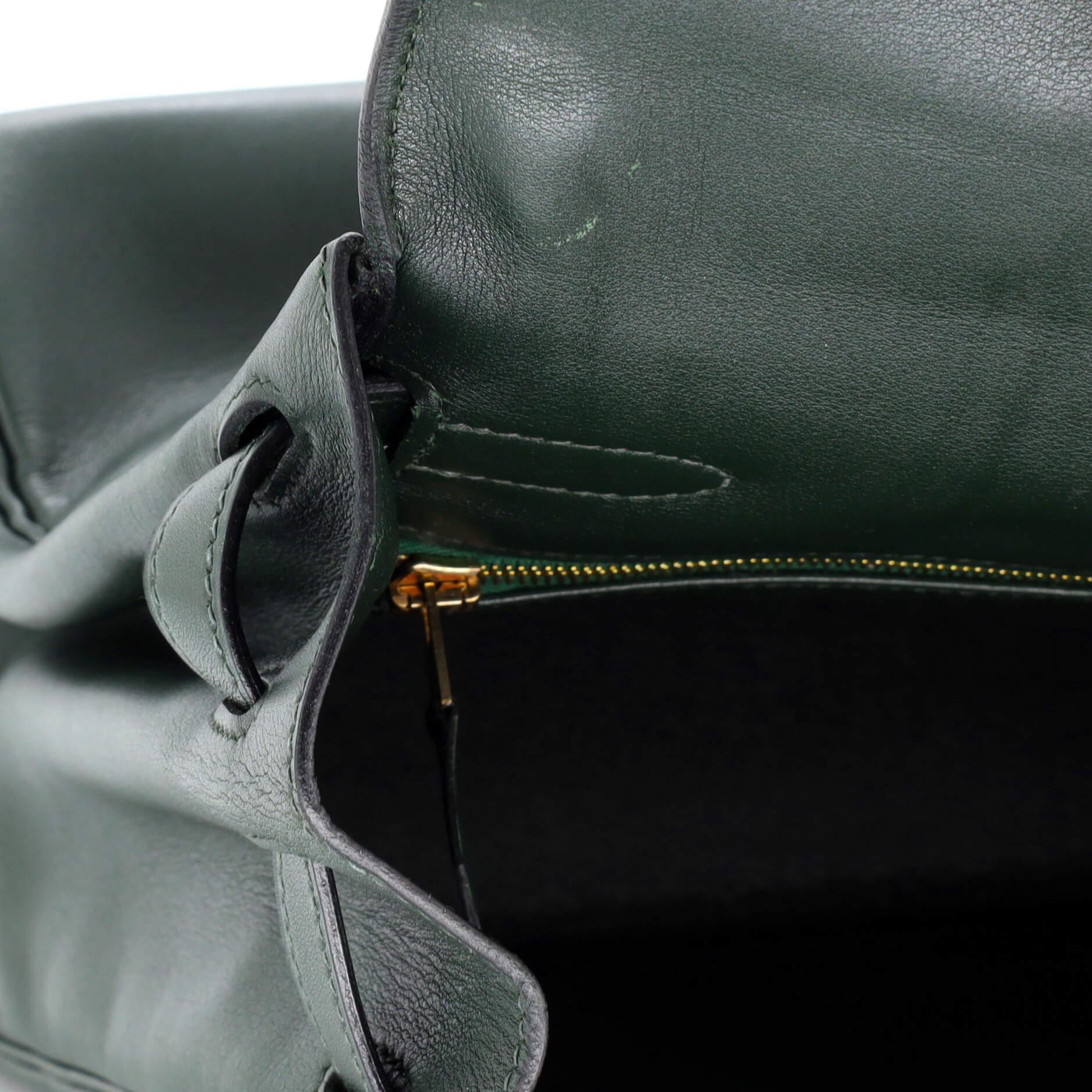Hermes Kelly Handbag Vert Foncé Gulliver with Gold Hardware 35 For Sale 6