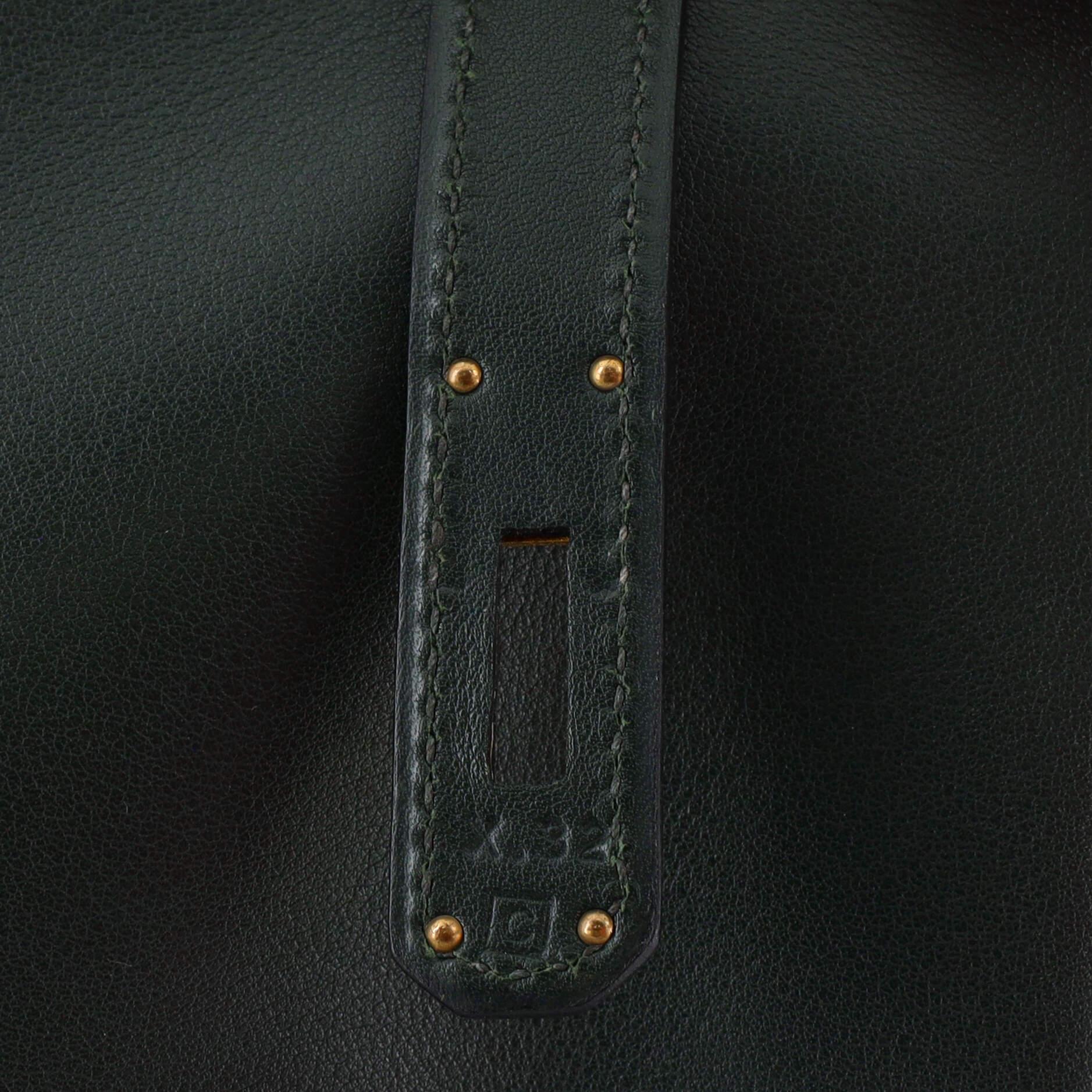 Hermes Kelly Handbag Vert Foncé Gulliver with Gold Hardware 35 For Sale 10