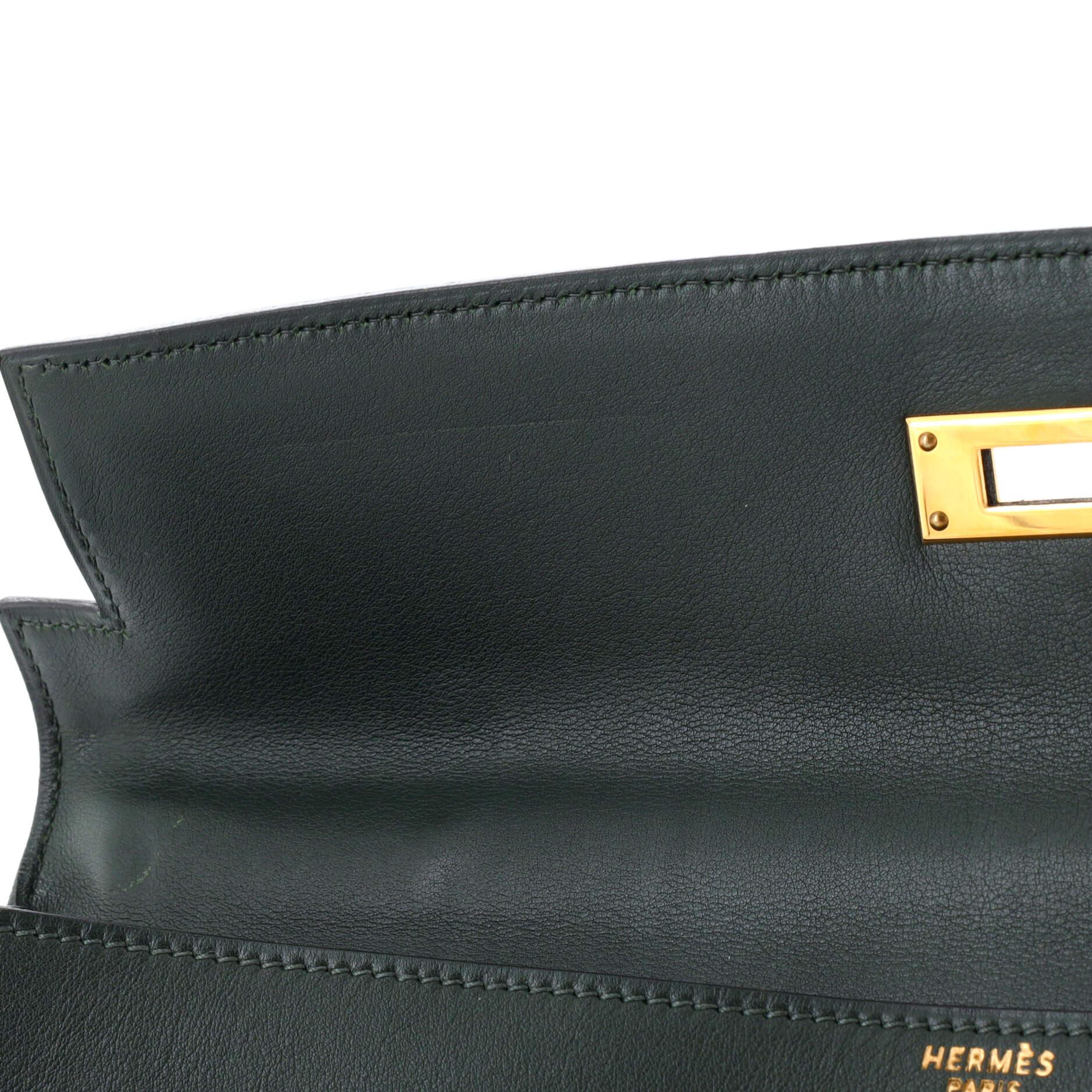Hermes Kelly Handbag Vert Foncé Gulliver with Gold Hardware 35 For Sale 4