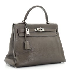 Hermes Kelly Handbag Vert Olive Togo with Palladium Hardware 32