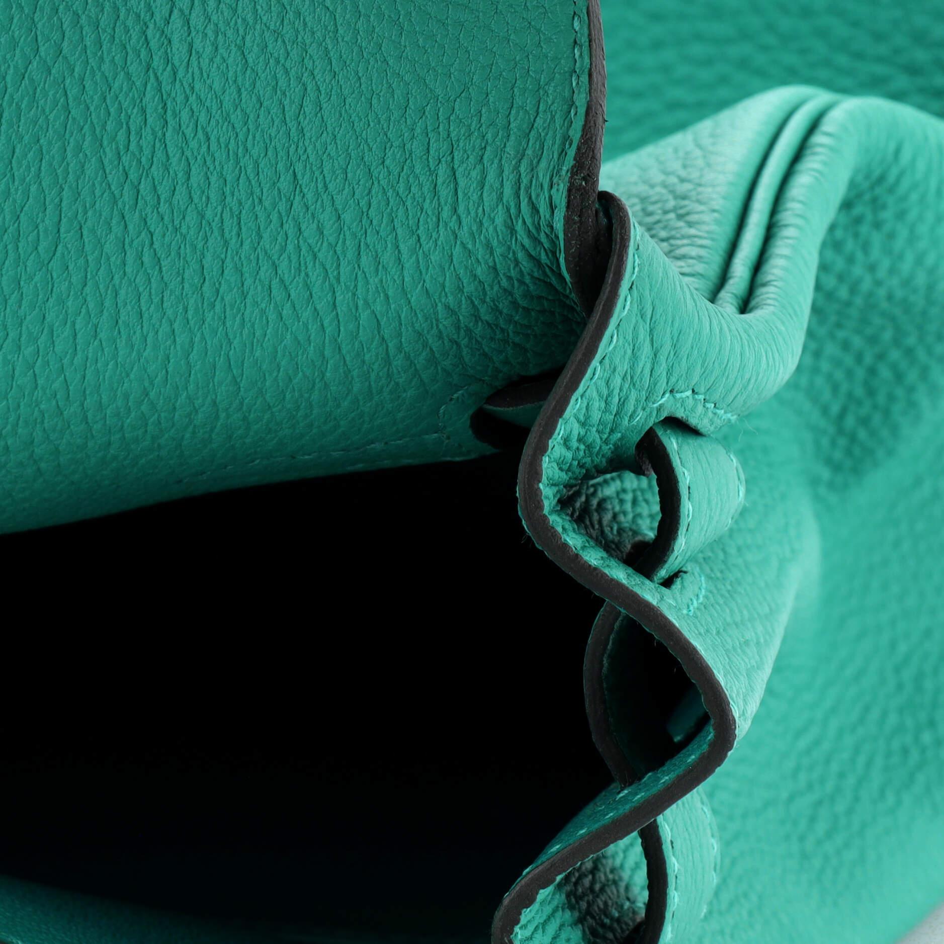 Hermes Kelly Handbag Vert Verone Togo with Palladium Hardware For Sale 6