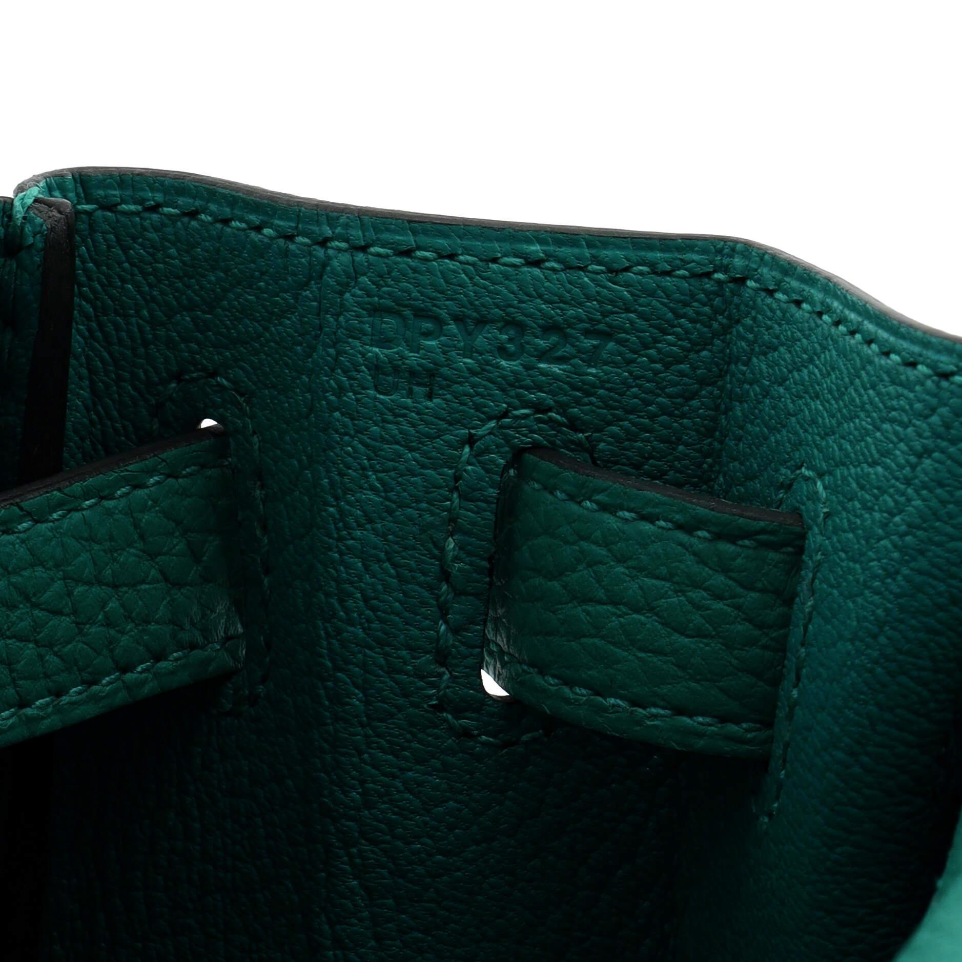 Hermes Kelly Handbag Vert Verone Togo with Palladium Hardware For Sale 7
