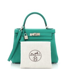 Hermes Kelly Handbag Vert Verone Togo with Palladium Hardware