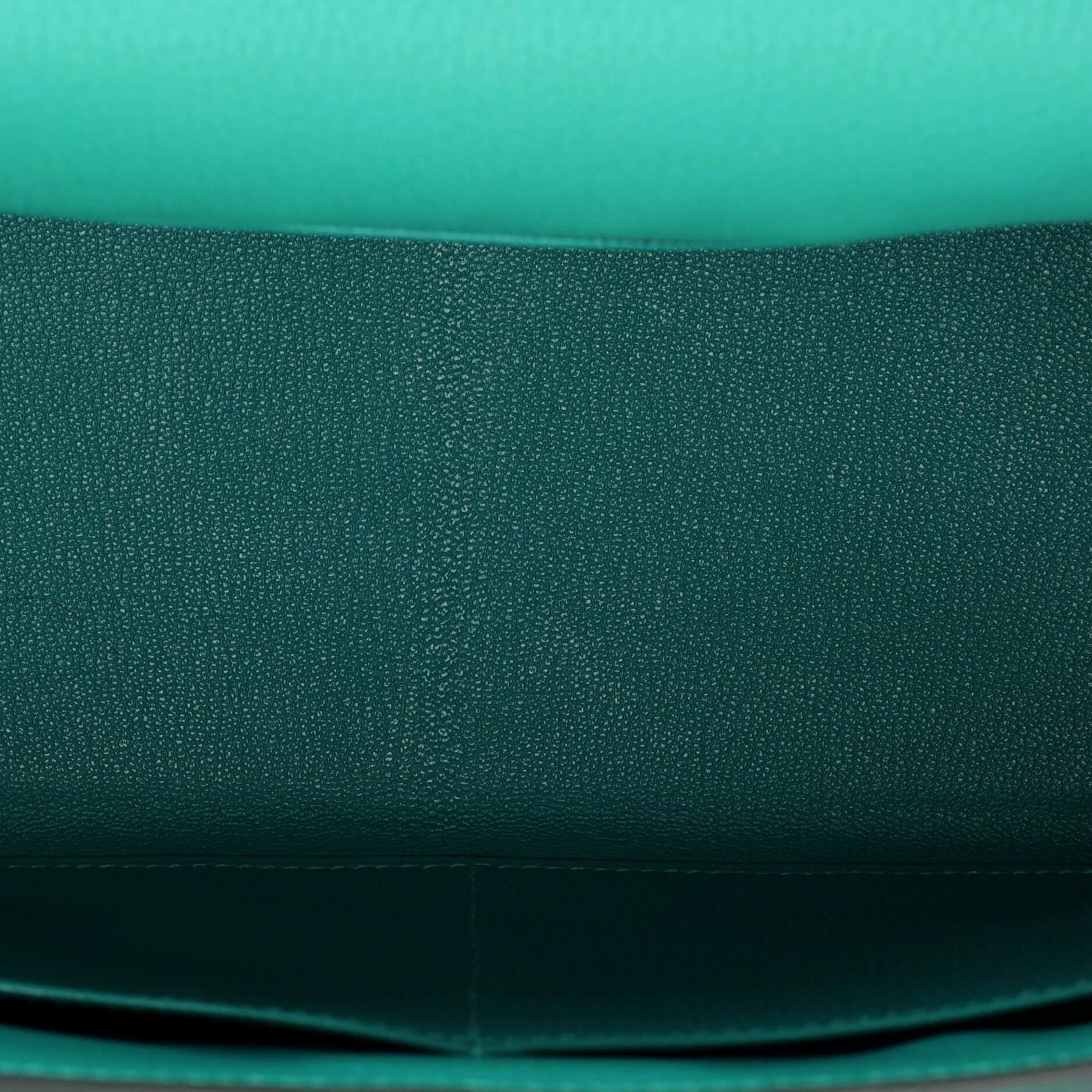 Hermes Kelly Handbag Vert Verone Togo with Palladium Hardware For Sale 2