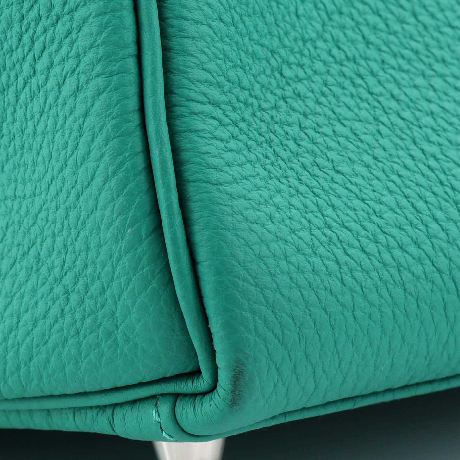 Hermes Kelly Handbag Vert Verone Togo with Palladium Hardware For Sale 4