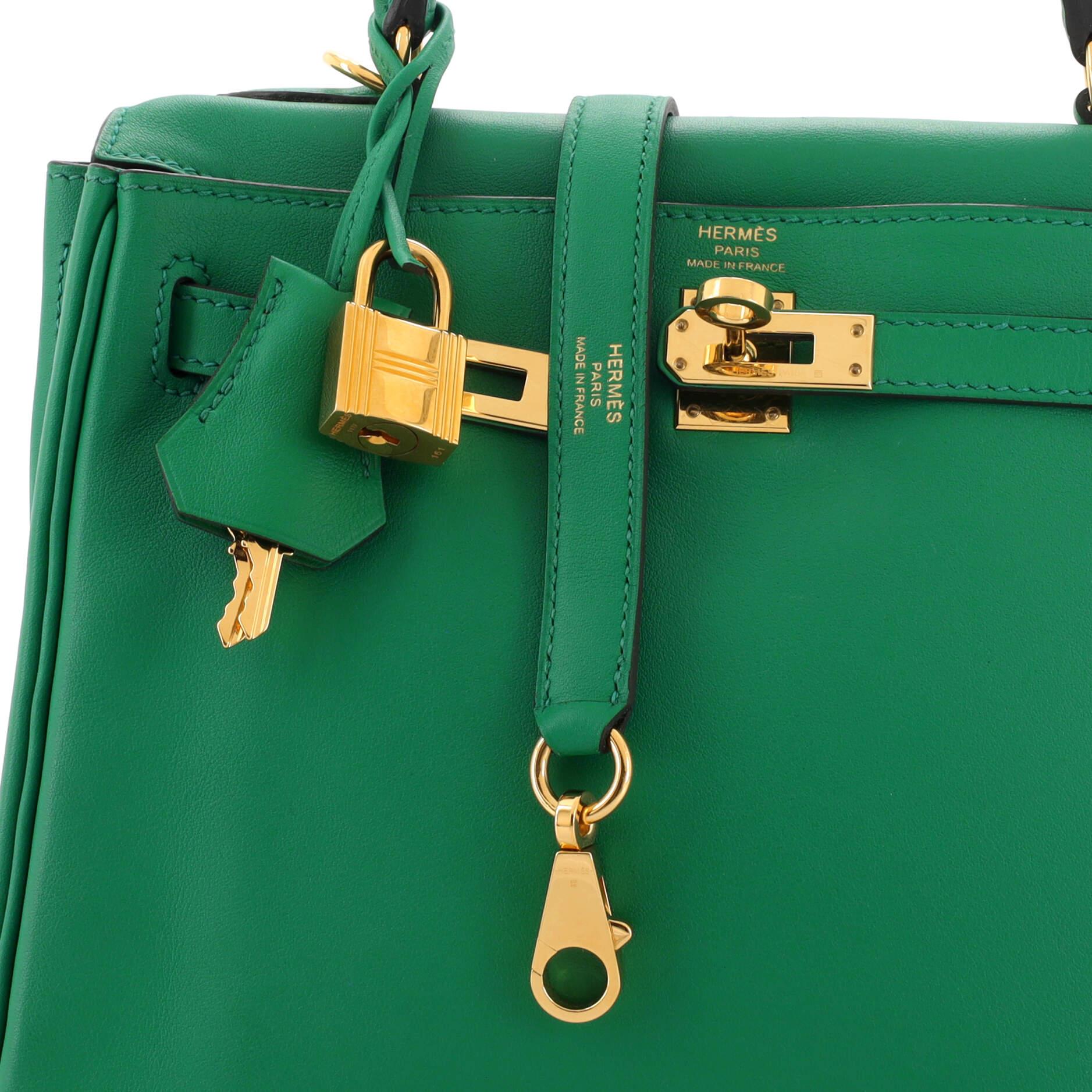 Hermes Kelly Handbag Vert Vertigo Swift with Gold Hardware 25 3