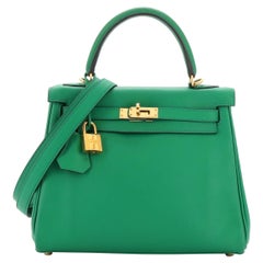 Hermes Kelly Handbag Vert Vertigo Swift with Gold Hardware 25