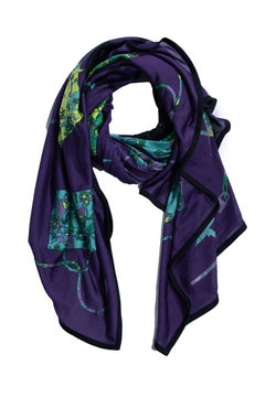 Hermes, Kelly horse carriage silk scarf in purple