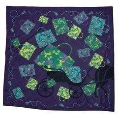 Hermes, Kelly horse carriage silk scarf in purple