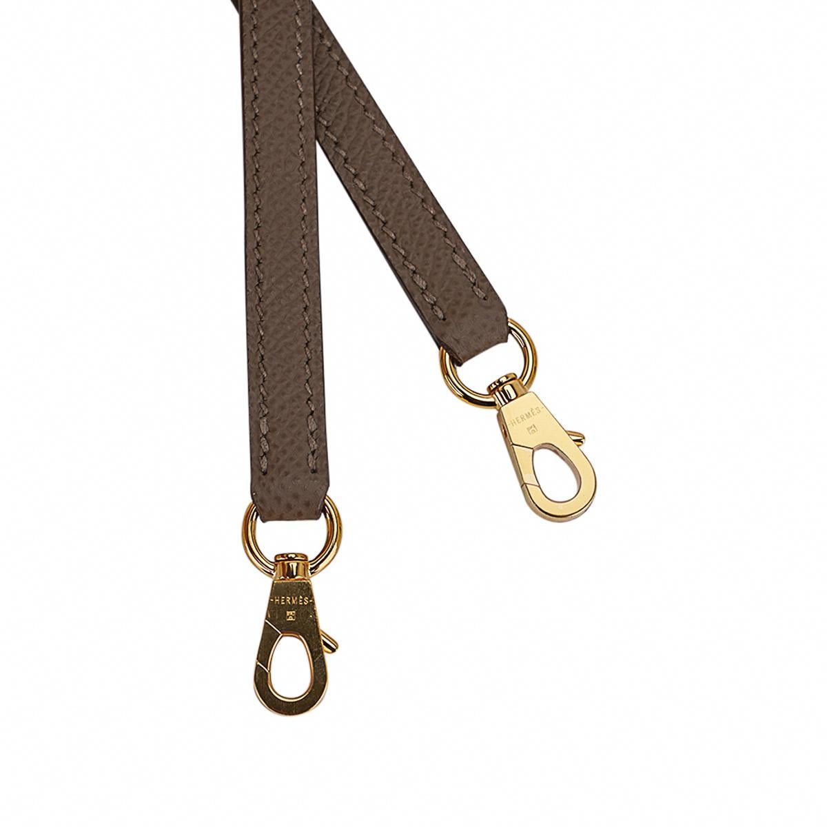 Hermes Kelly HSS 20 Sellier Craie / Etoupe Mini Bag  Gold Hardware Epsom Leather For Sale 4