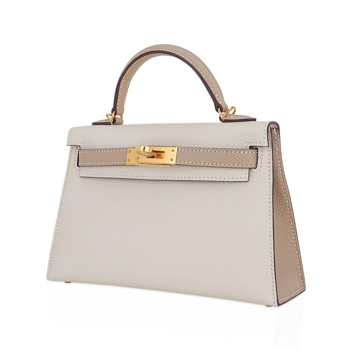 Hermes Kelly HSS 20 Sellier Nata & Trench Mini Bag Gold Hardware Epsom Leather Pour femmes en vente