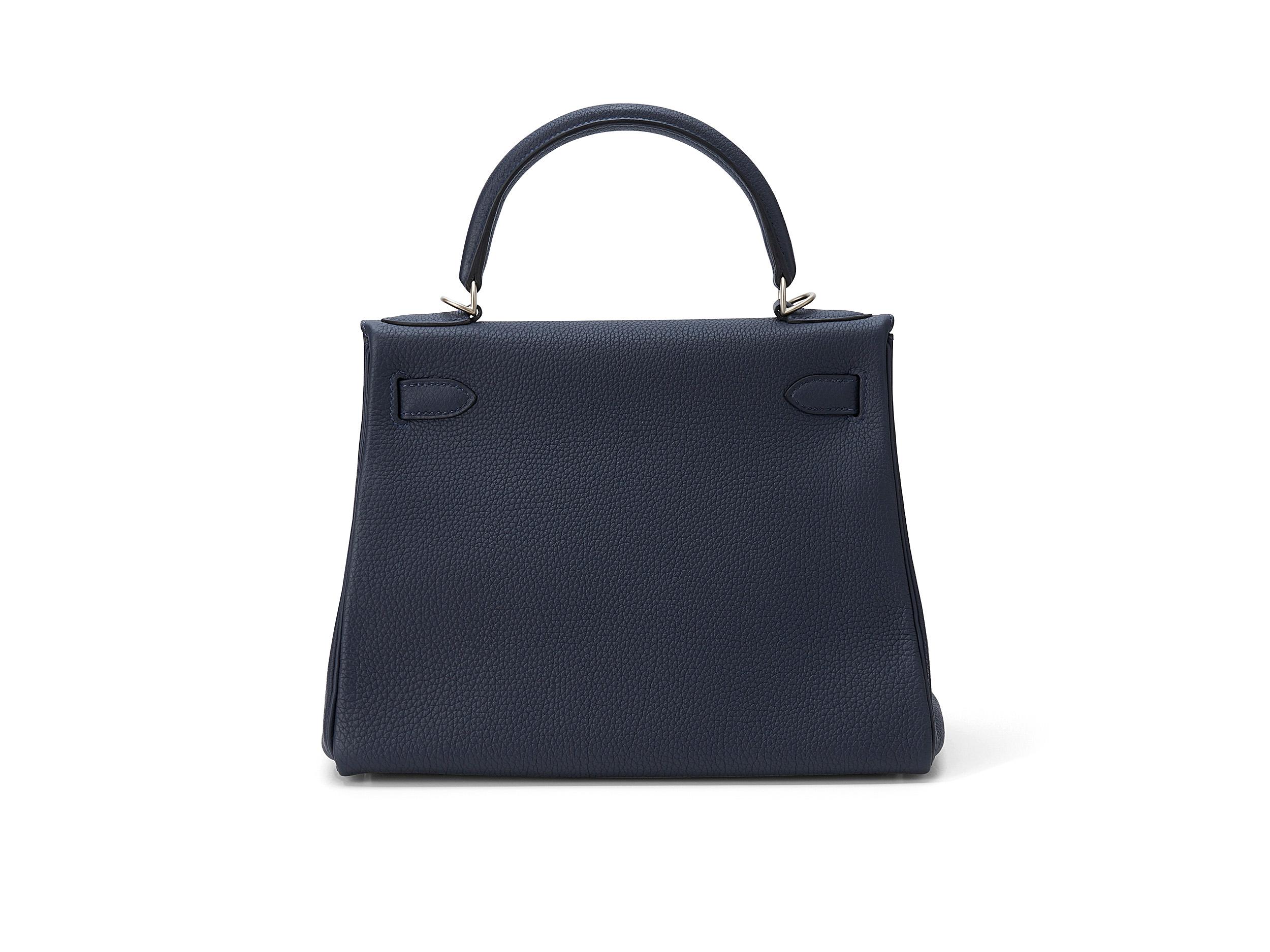 Nero Hermès Kelly HSS 28 Bleu Nuit Togo Hardware Palladio spazzolato in vendita