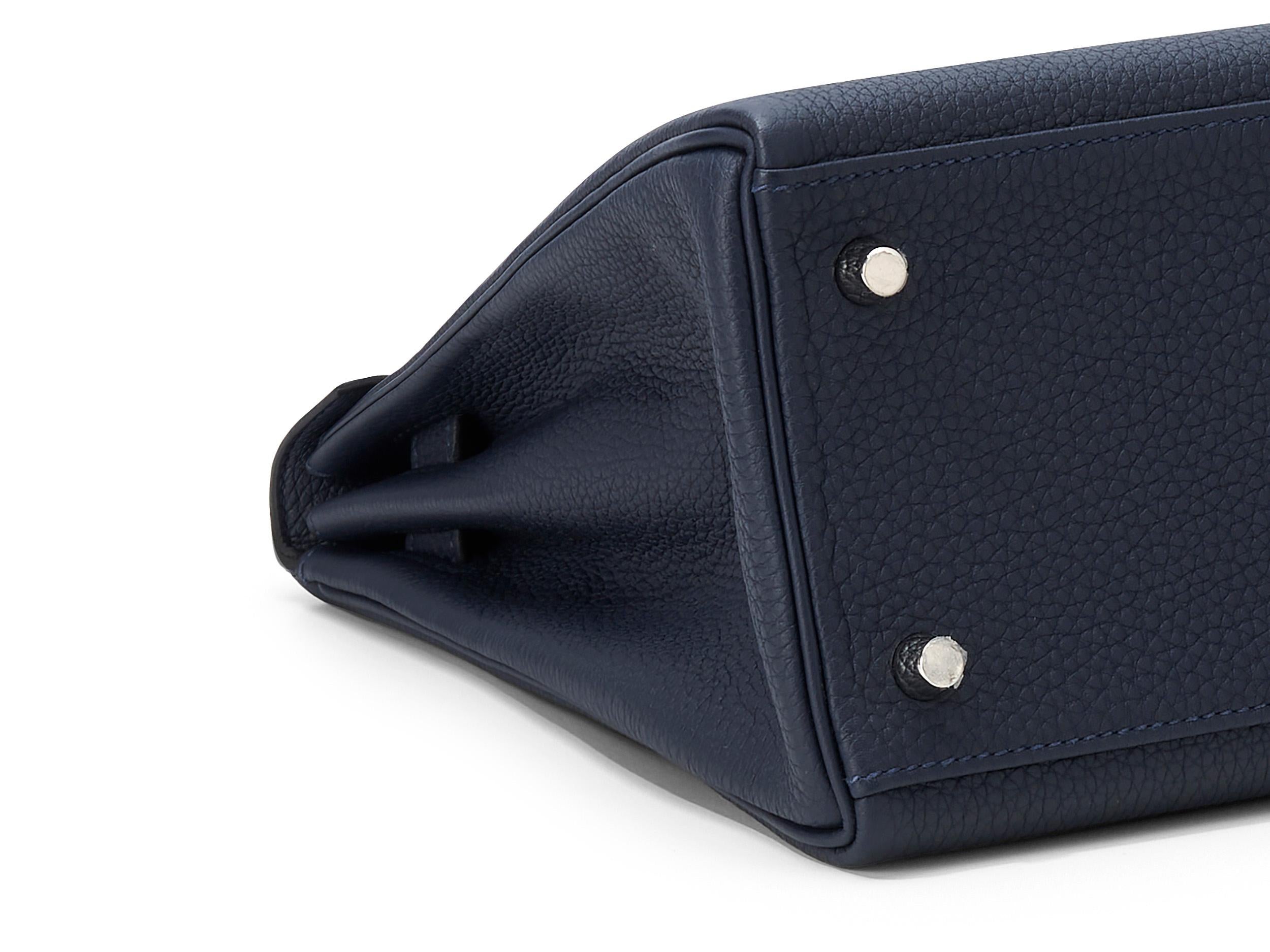 da uomo o donna Hermès Kelly HSS 28 Bleu Nuit Togo Hardware Palladio spazzolato in vendita