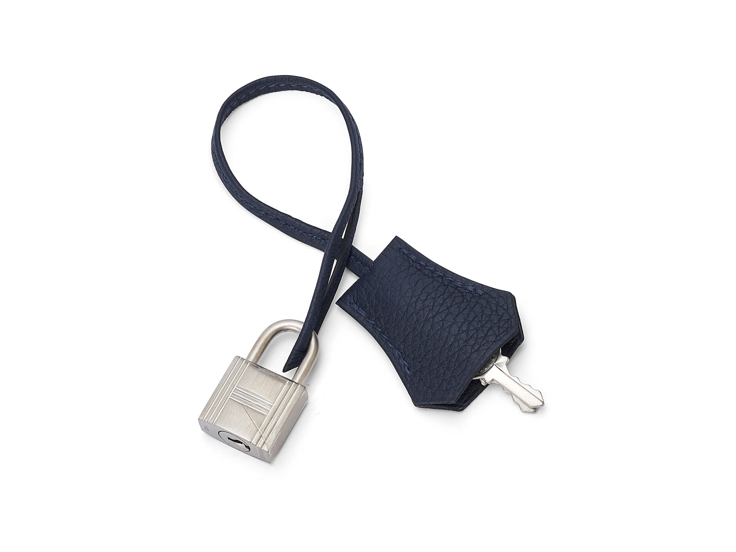 Hermès Kelly HSS 28 Bleu Nuit Togo Hardware Palladio spazzolato in vendita 4