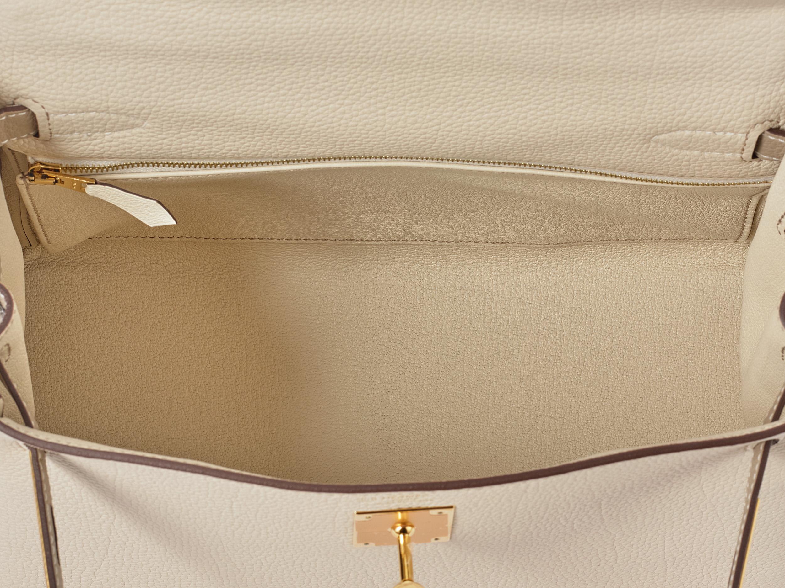 Hermès Kelly HSS 28 Craie/ Gris Tourterelle Togo Gold Hardware For Sale 3