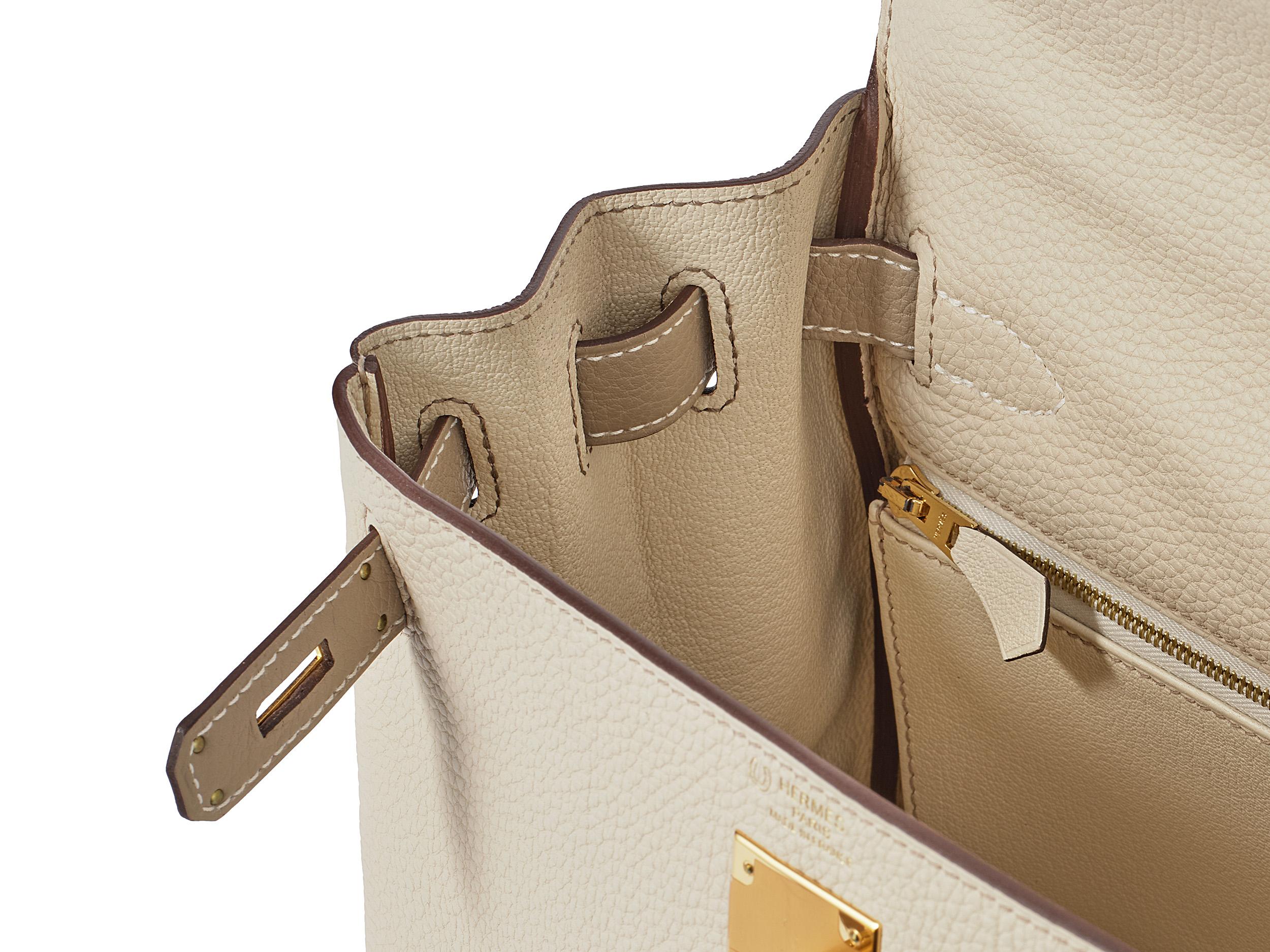 Hermès Kelly HSS 28 Craie/ Gris Tourterelle Togo Gold Hardware For Sale 4