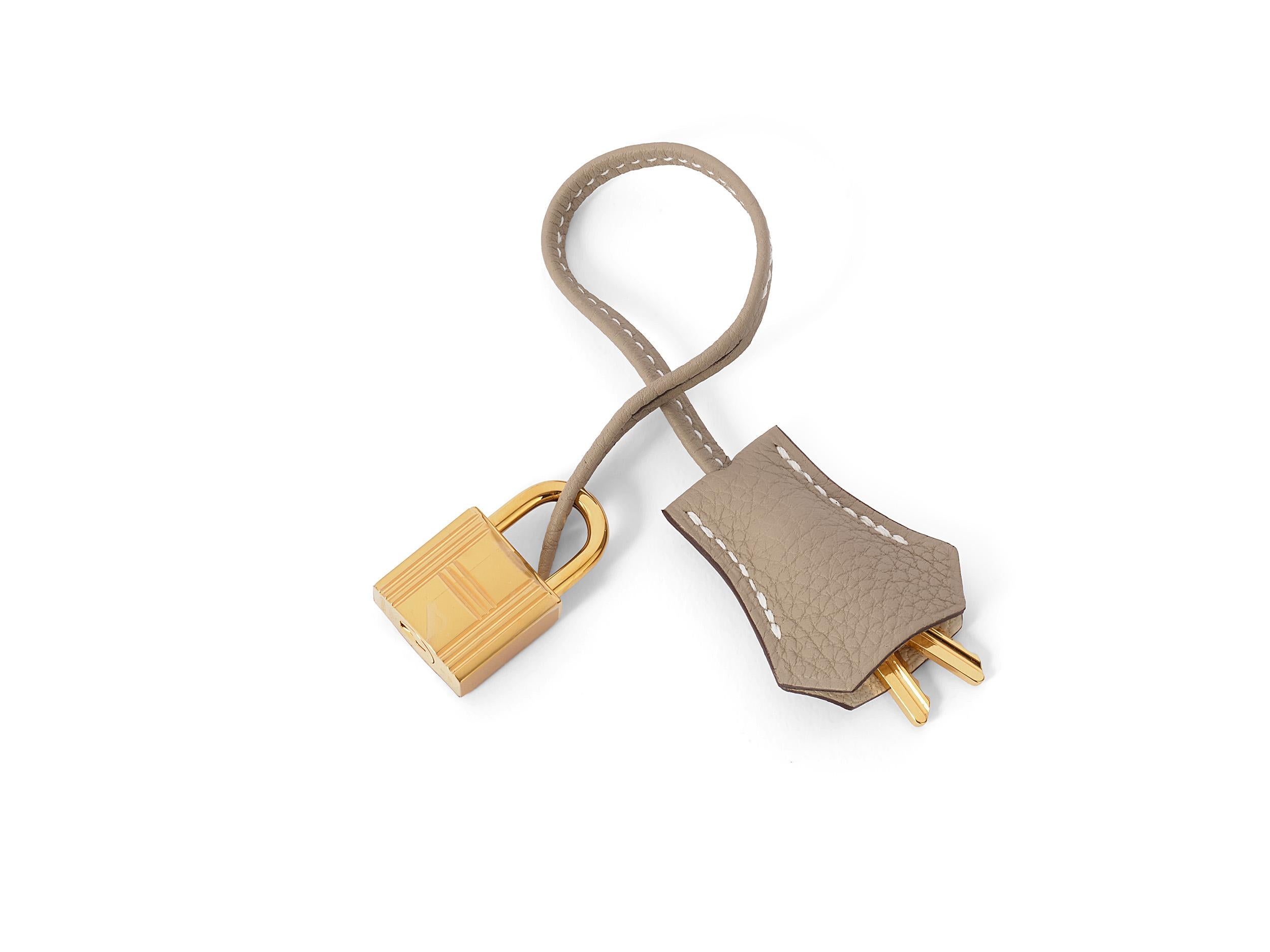 Hermès Kelly HSS 28 Craie/ Gris Tourterelle Togo Gold Hardware For Sale 5