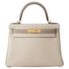Hermès Kelly HSS 28 Craie/ Gris Tourterelle Togo Gold Hardware