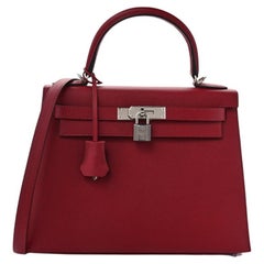 Hermes Kelly II 28 Sellier Epsom Rouge Grenat / Rose Pourpre