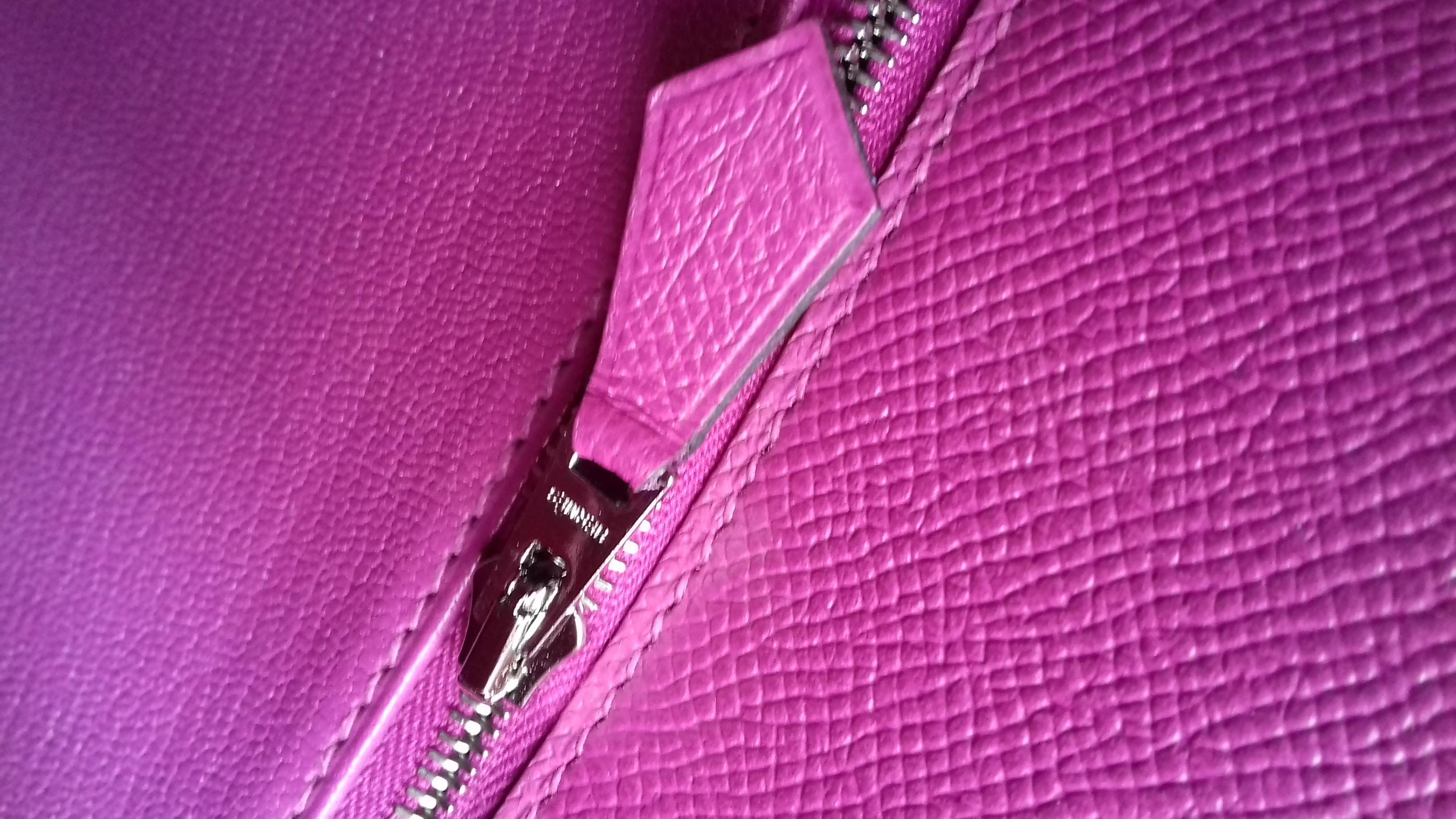 Hermès Kelly II Bag Sellier Epsom Rose Pourpe Palladium Hdw 28 cm Full Set 12