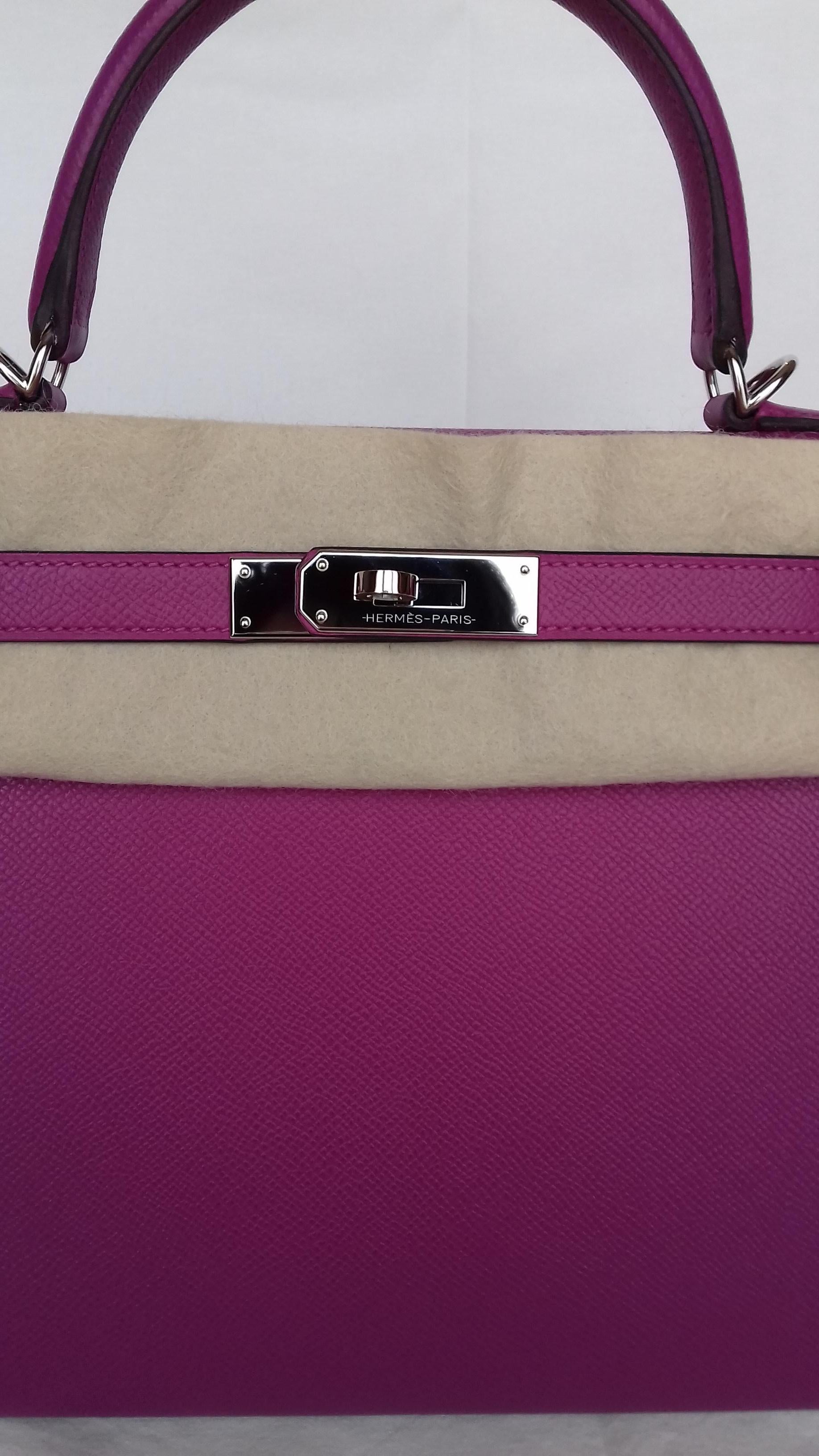 Hermès Kelly II Bag Sellier Epsom Rose Pourpe Palladium Hdw 28 cm Full Set 1