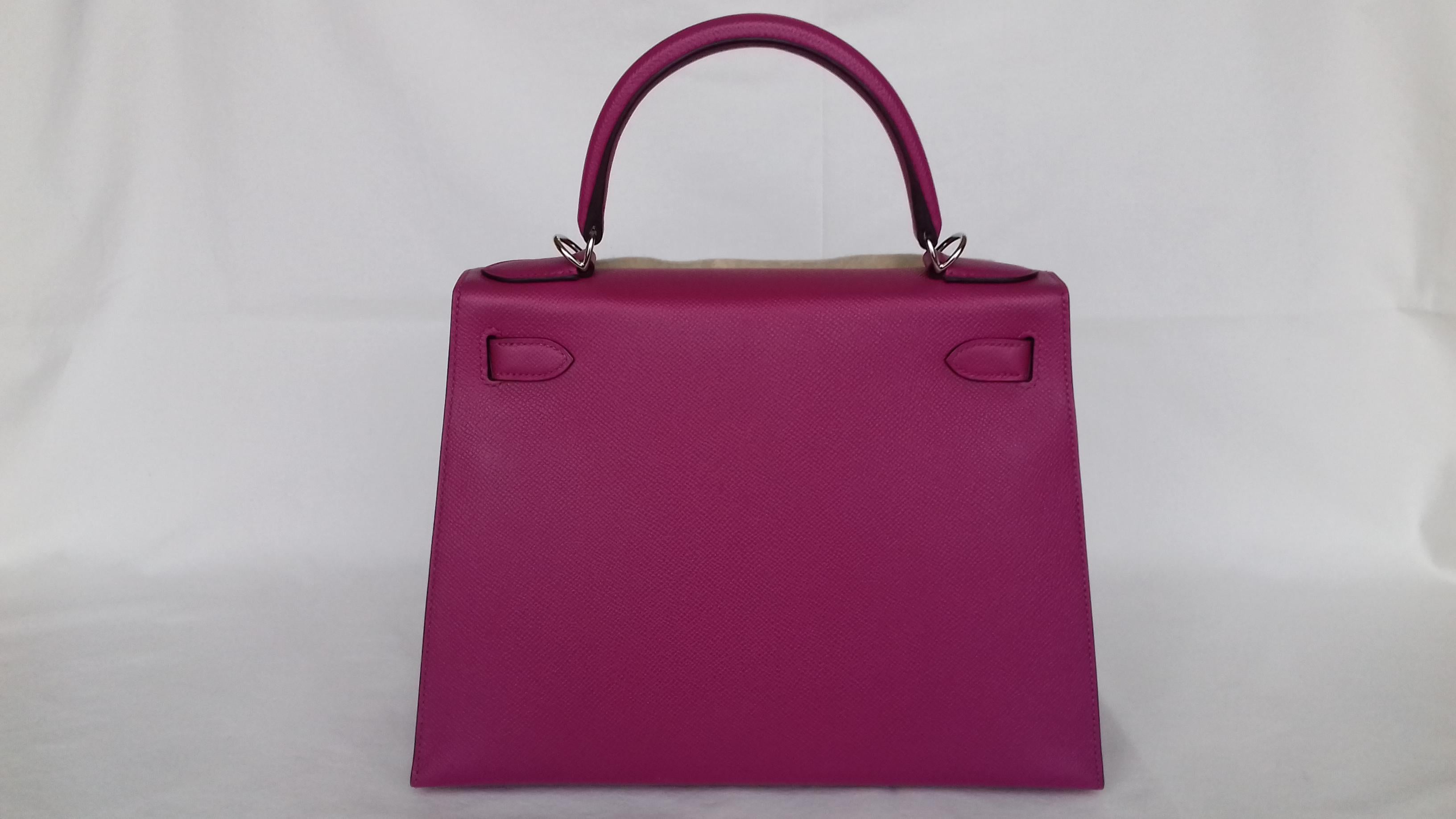 Hermès Kelly II Bag Sellier Epsom Rose Pourpe Palladium Hdw 28 cm Full Set 3