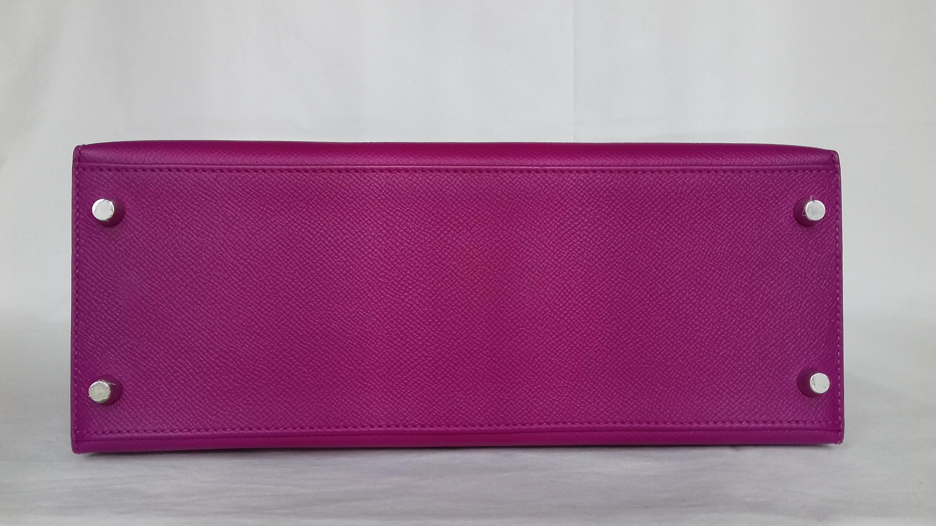 Hermès Kelly II Bag Sellier Epsom Rose Pourpe Palladium Hdw 28 cm Full Set 4