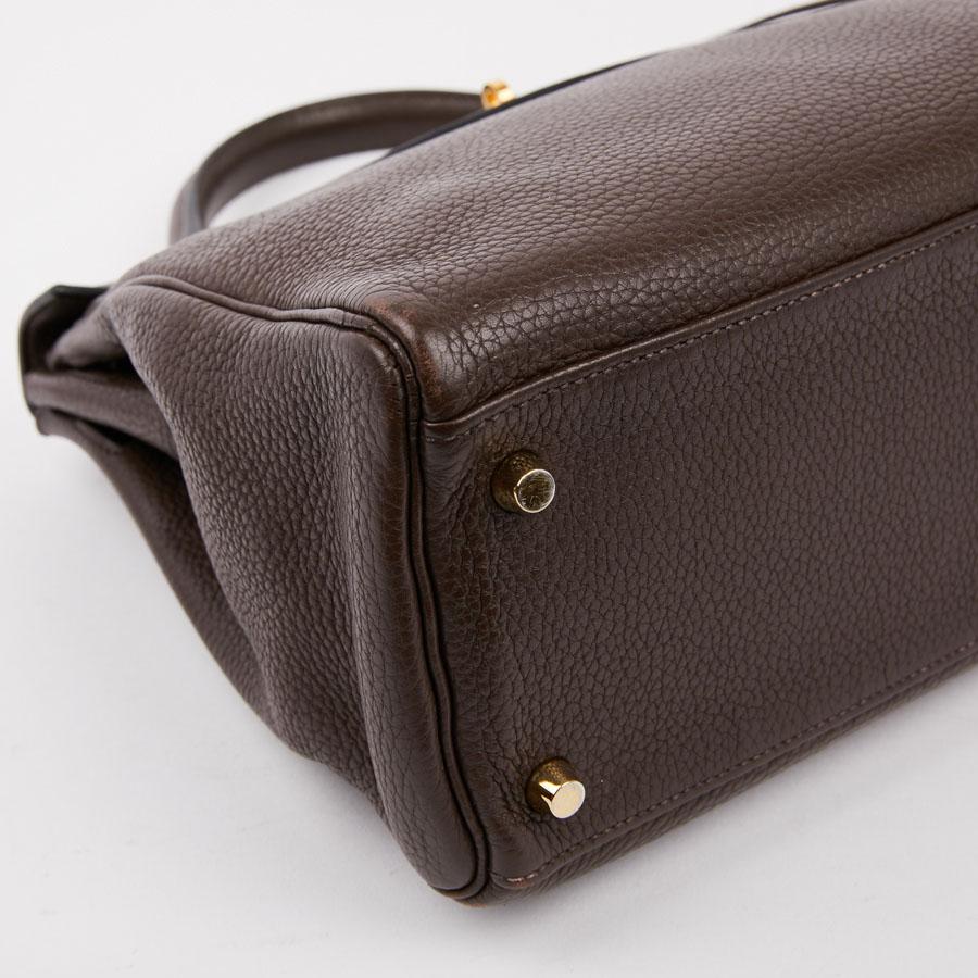 HERMES Kelly II in Brown Taurillon Clémence Leather In Good Condition In Paris, FR