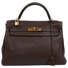 HERMES Kelly II in Brown Taurillon Clémence Leather