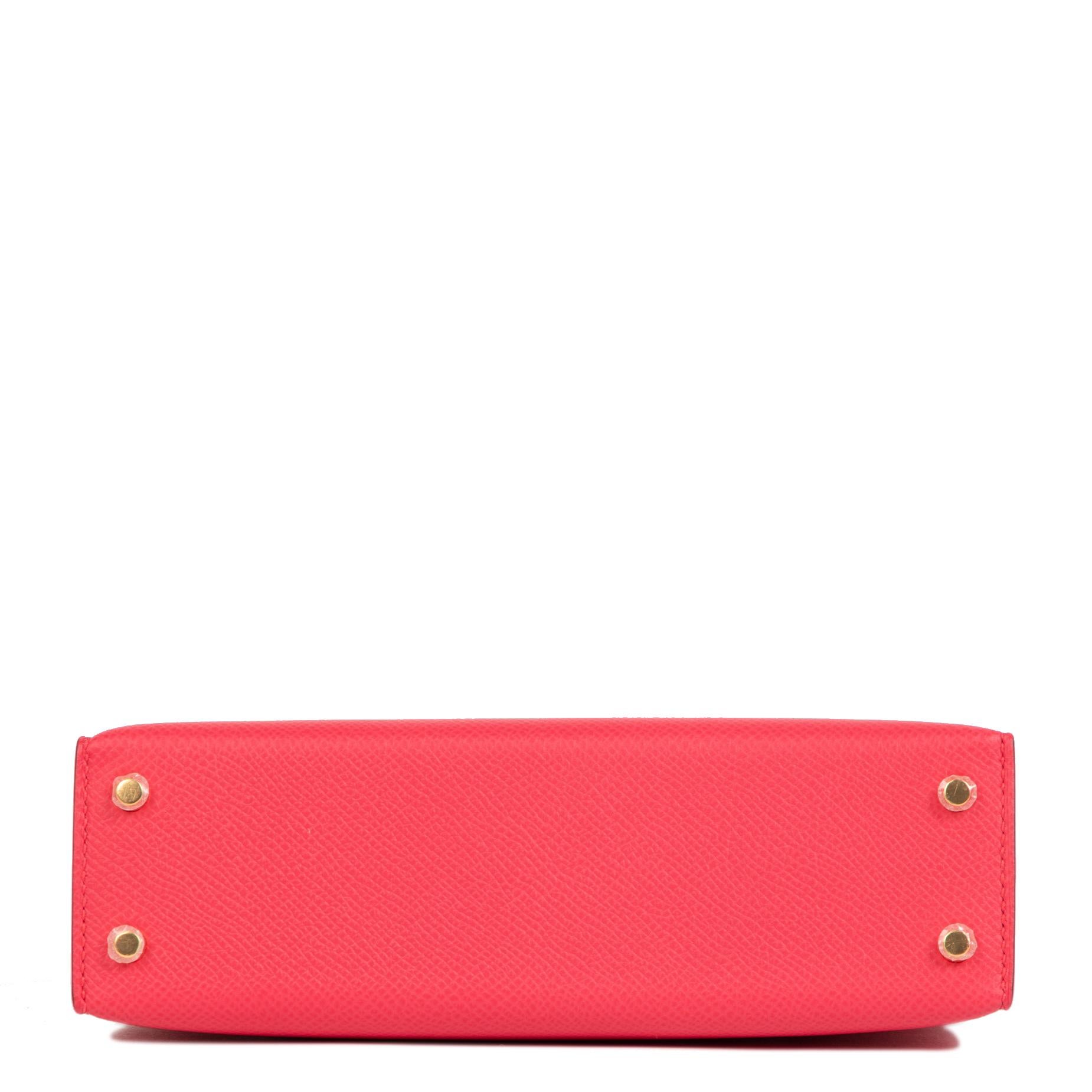 Red Hermès Kelly II Mini Epsom Rose Extreme GHW