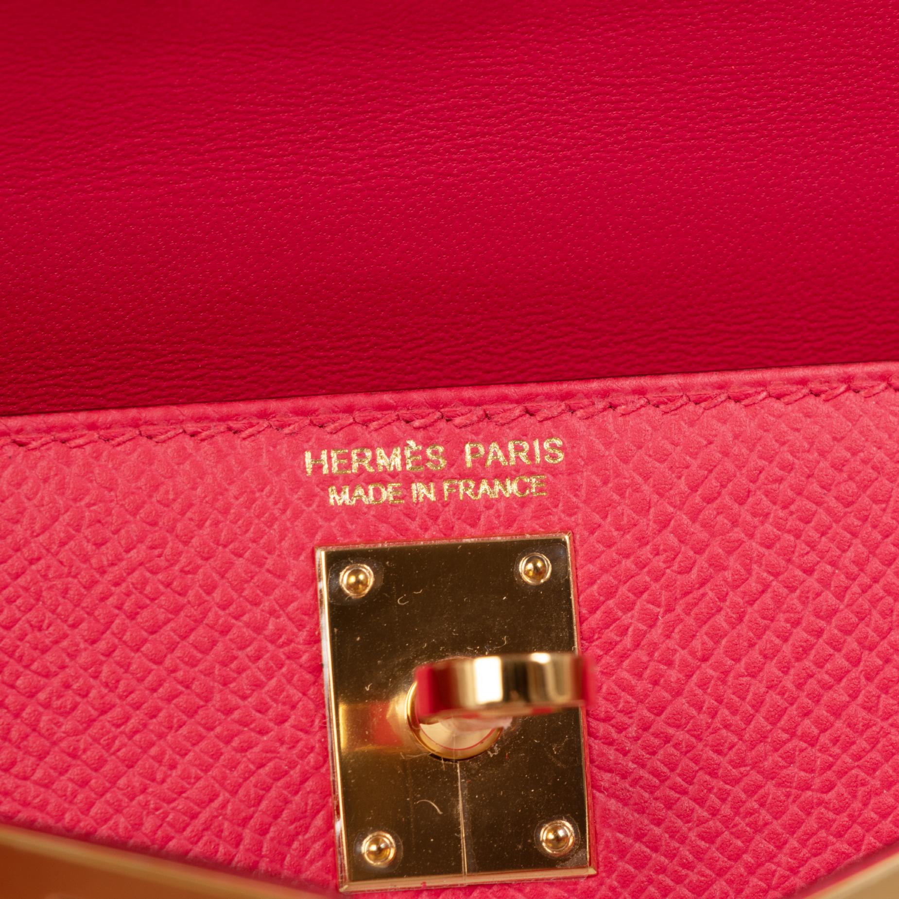 Women's or Men's Hermès Kelly II Mini Epsom Rose Extreme GHW