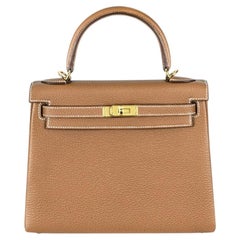 Hermés Kelly II Retourne 25 Gold Veau Togo Bag GHW