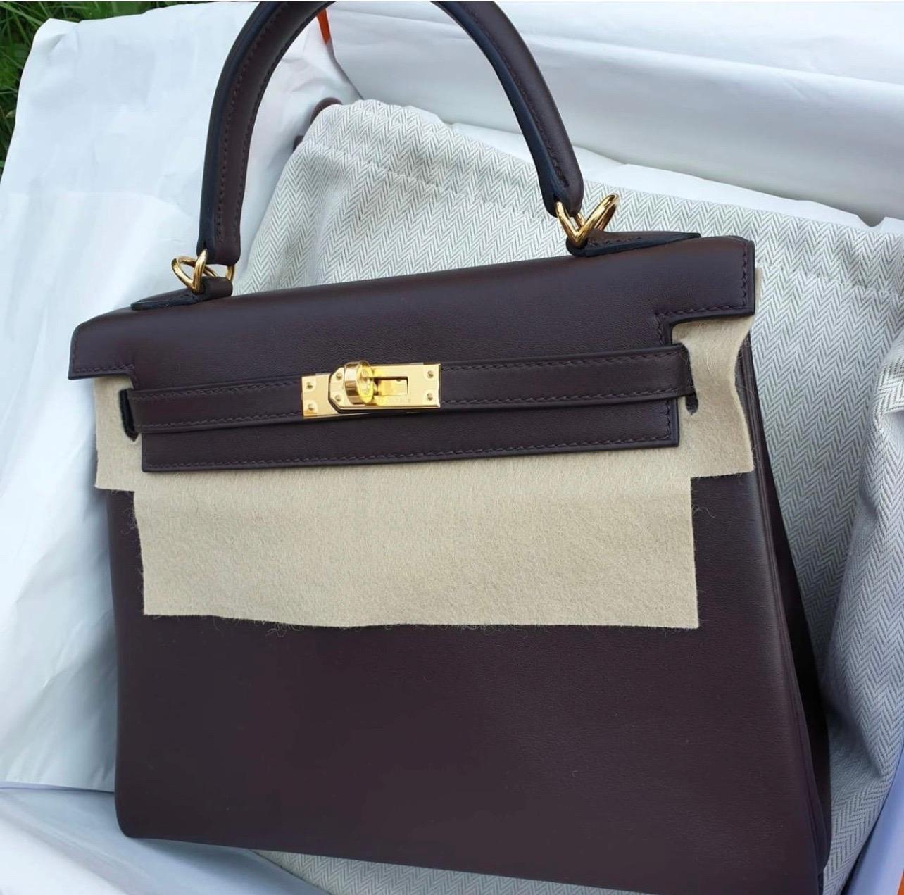 Black Hermès Kelly II Retourne 25 Swift Bag 