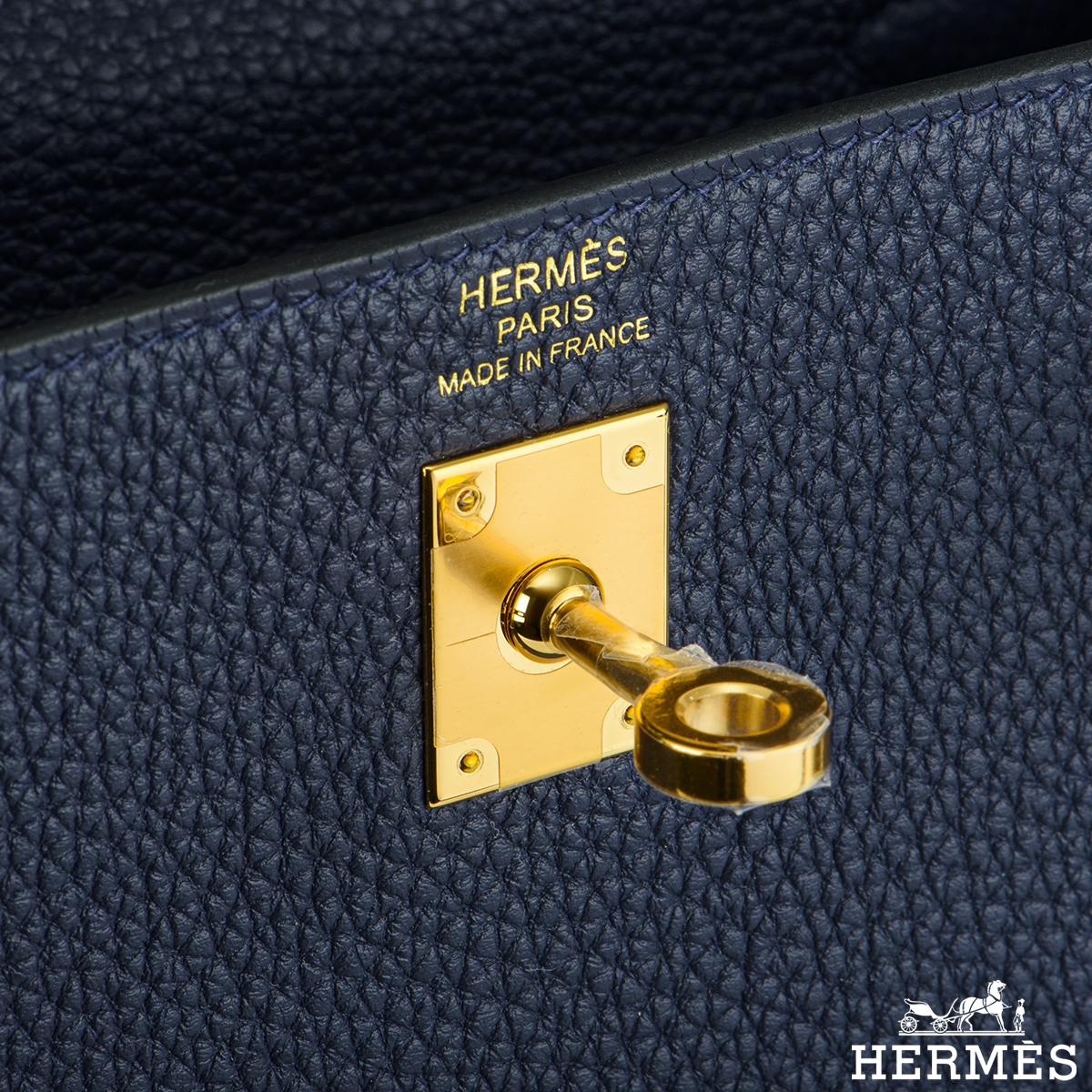 Hermès Kelly II Retourne 25cm Blue Nuit Togo GHW Handbag In New Condition In London, GB