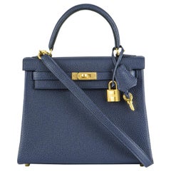 Hermès Kelly II Retourne 25cm Blue Nuit Togo GHW Handbag